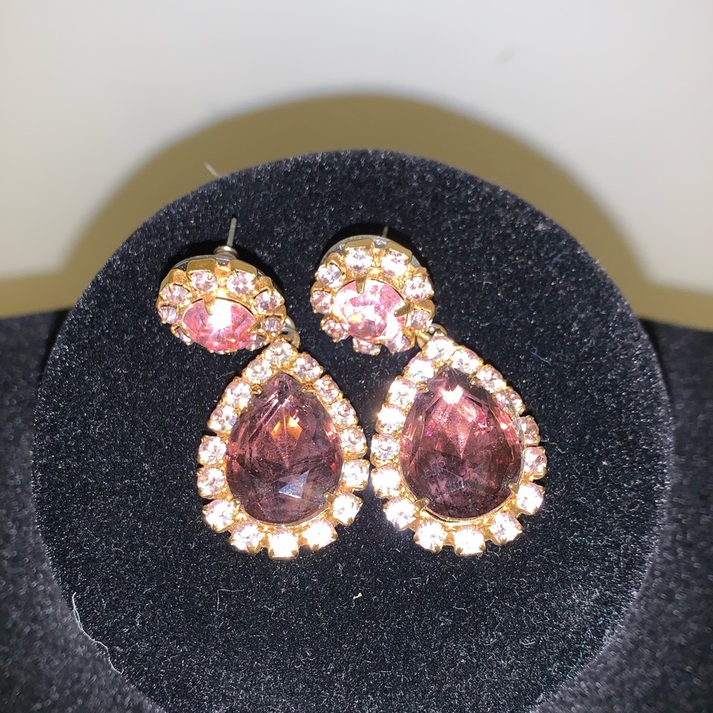 Purple Chandelier Diamond-like Costume Earings